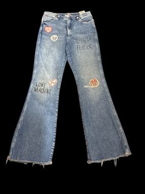 Wrangler Blue Embroidered & Patch Flare Jeans